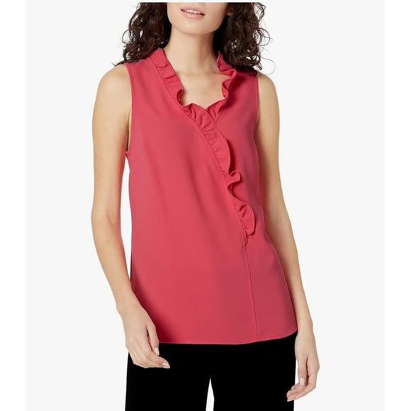 Trina Turk Tops - Trina Turk Ruffled Neckline Top Watermelon Color Women's Medium - Current Style